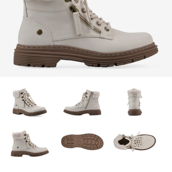 Cliffs by WHITE MOUNTAIN Cream and Brown Combat Boots - Picture 4 of 12